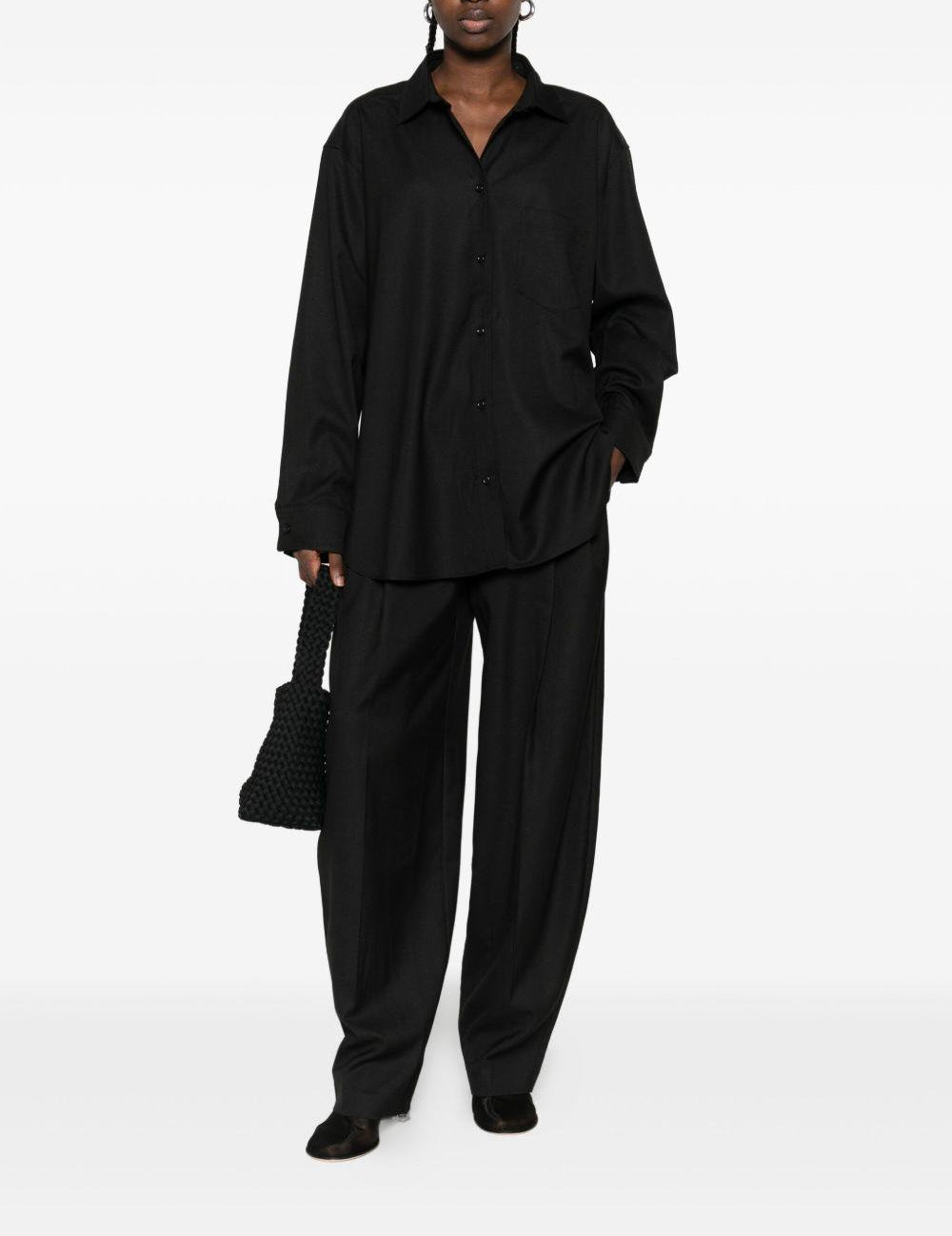 Camicia con collo a punta con bottoni frontali in nero The andamane - donna 