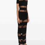 Abito polo semi trasparente a righe in nero Coperni - donna 