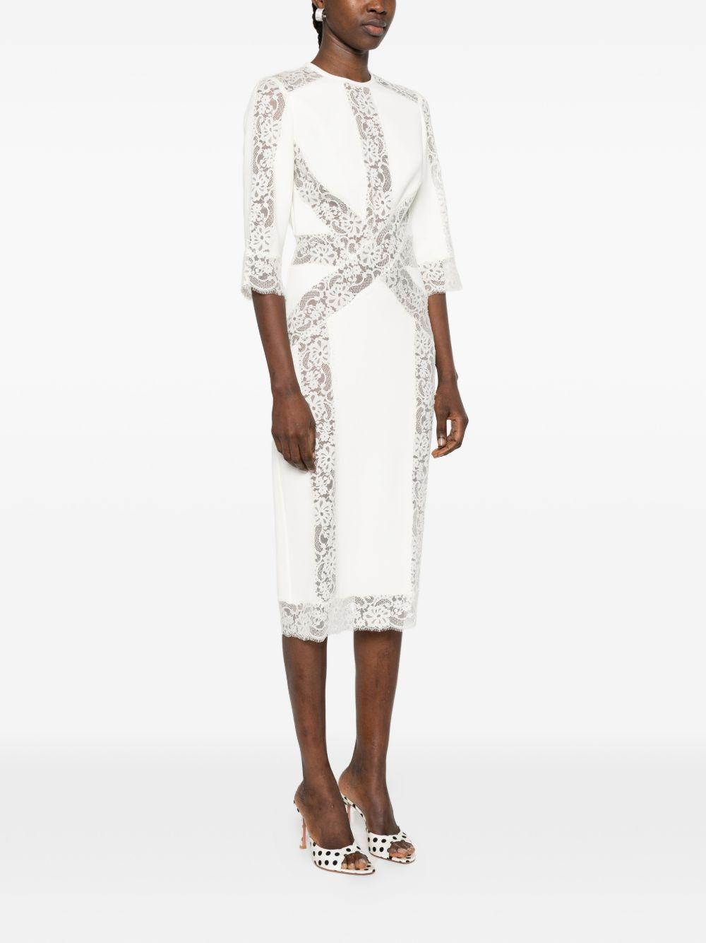 Abito midi con pannelli in pizzo in bianco Elie saab - donna 
