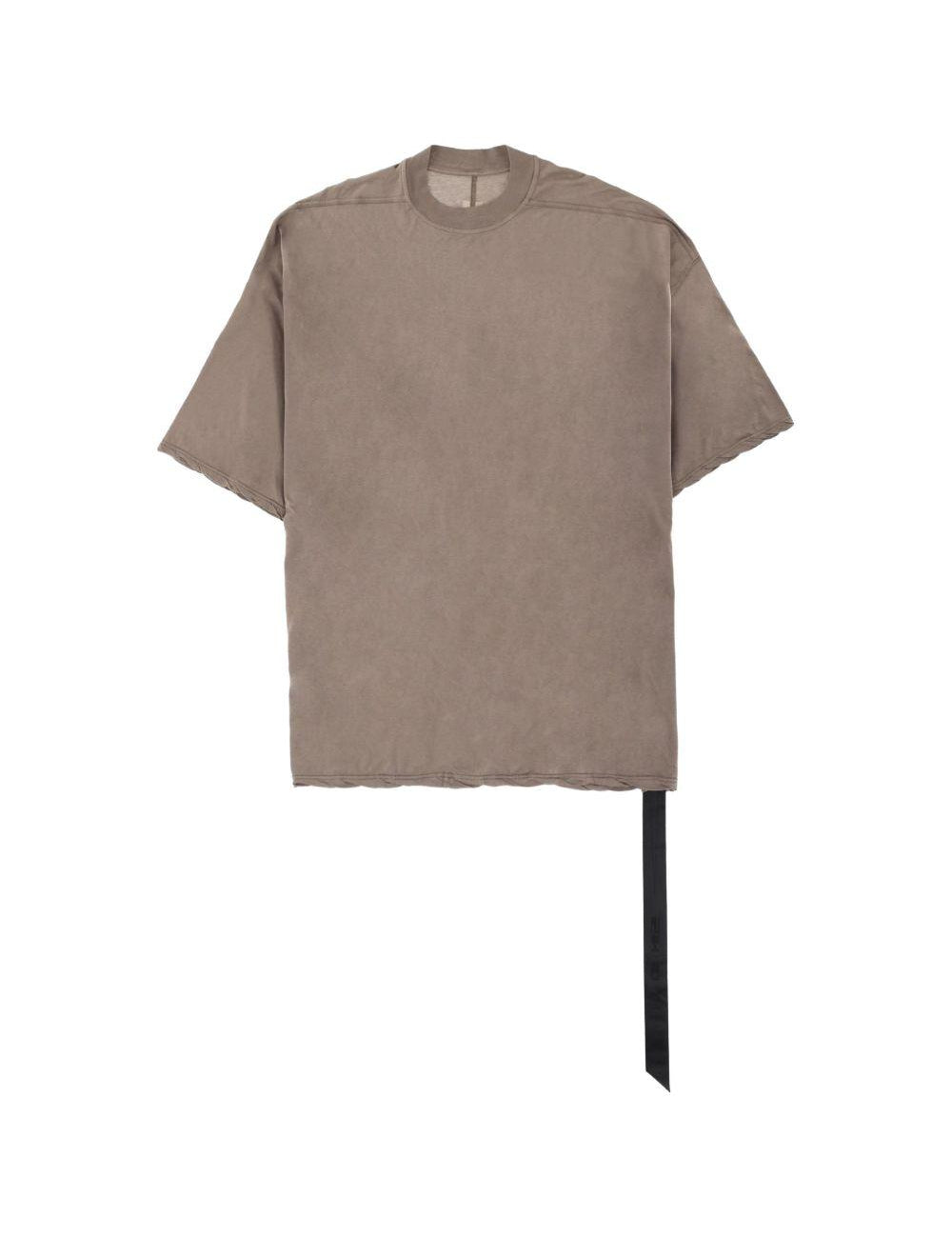 T-shirt con orlo a taglio vivo in beige Rick owens drkshdw - uomo 