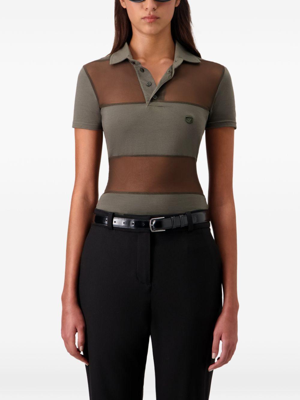Polo semi trasparente a righe in verde Coperni - donna 