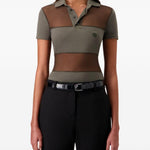 Polo semi trasparente a righe in verde Coperni - donna 