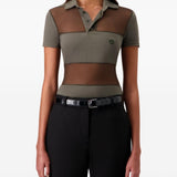 Polo semi trasparente a righe in verde Coperni - donna 