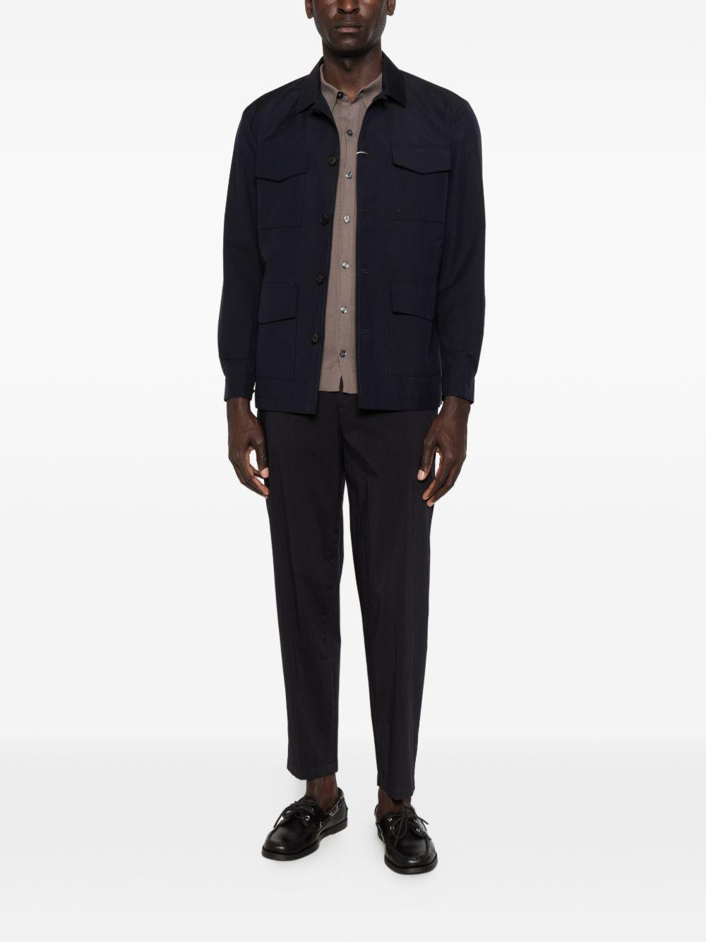 Giacca-camicia con bottoni in blu Grayed - uomo 