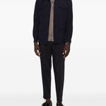 Giacca-camicia con bottoni in blu Grayed - uomo 