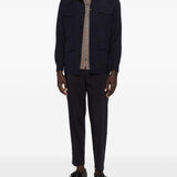 Giacca-camicia con bottoni in blu Grayed - uomo 
