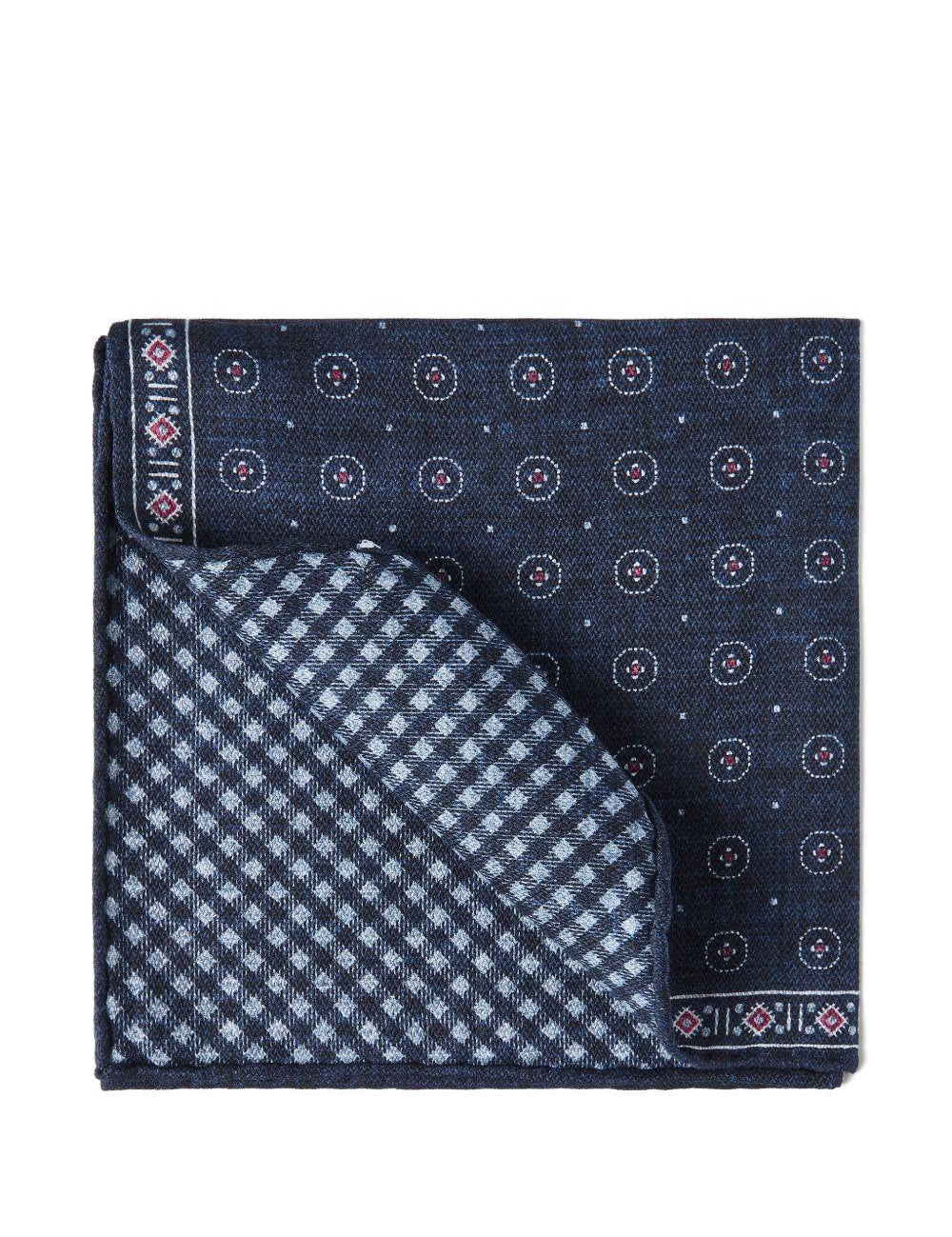 Fazzoletto da taschino in seta con stampa geometrica in blu Brunello cucinelli - uomo 