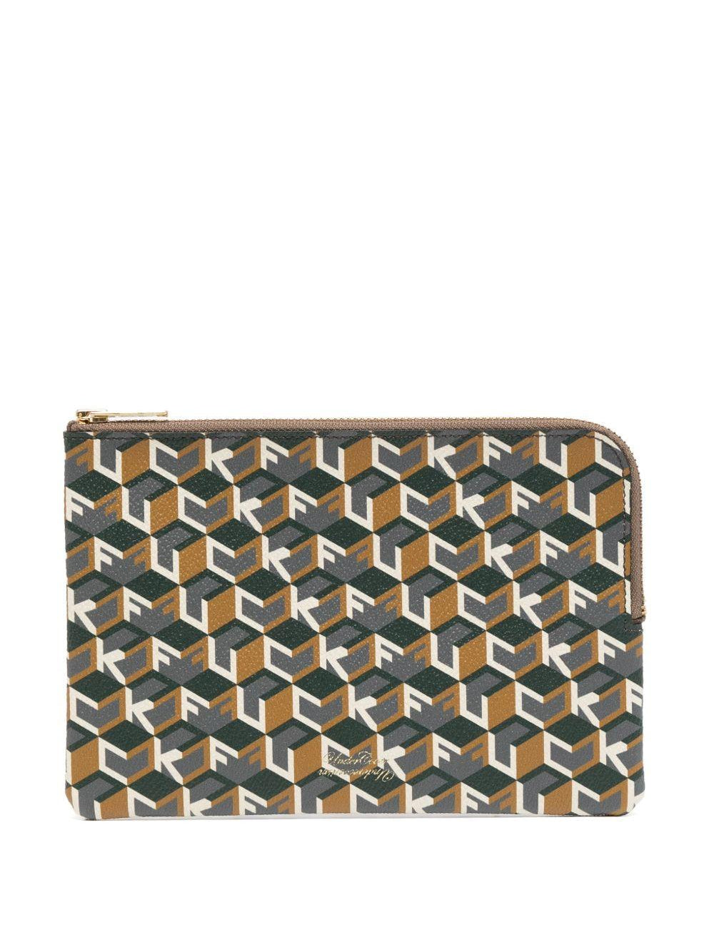 Borsa con stampa grafica all-over in marrone 