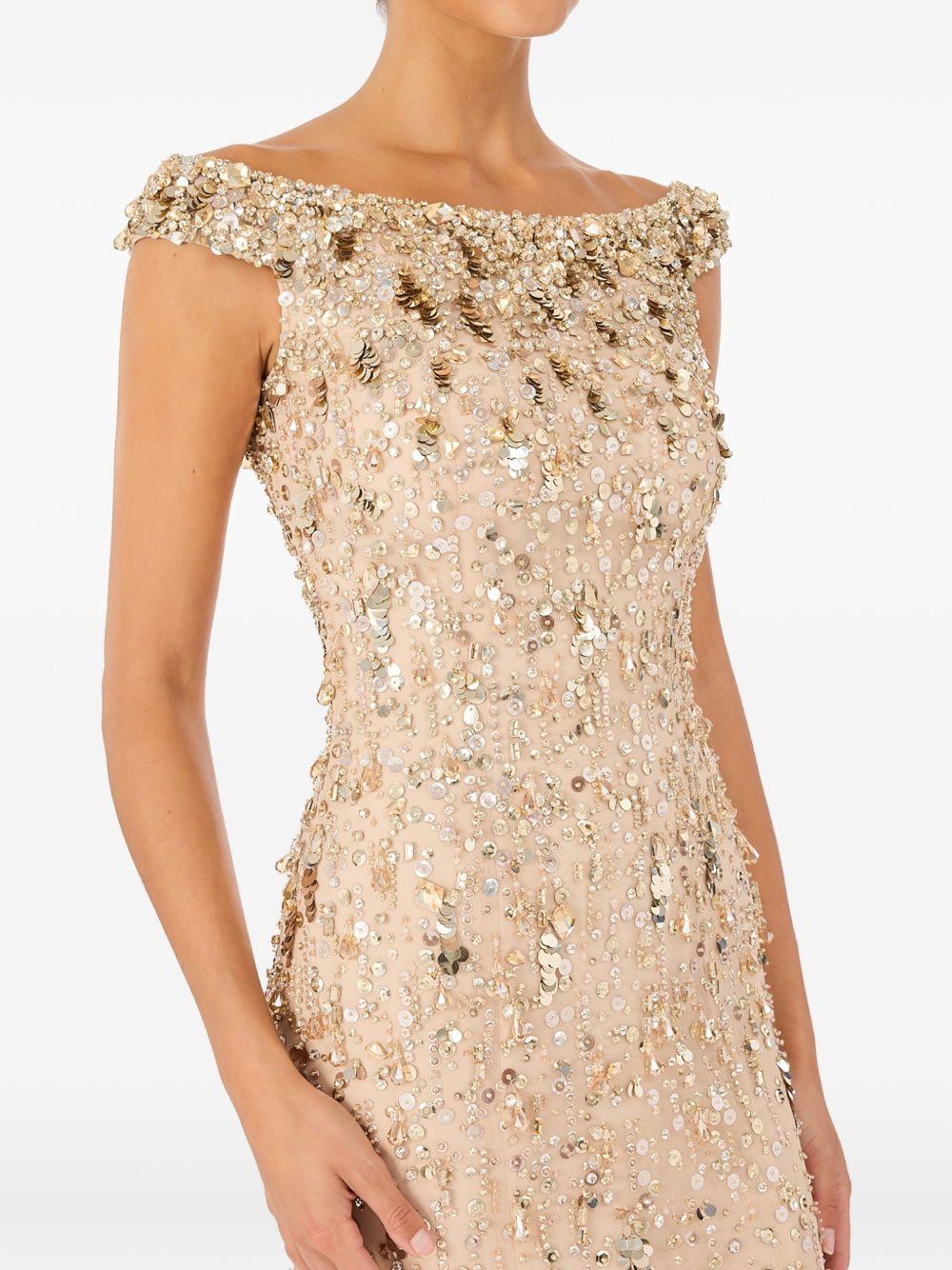 Abito da sera jessie con cristalli in oro Jenny packham- donna 