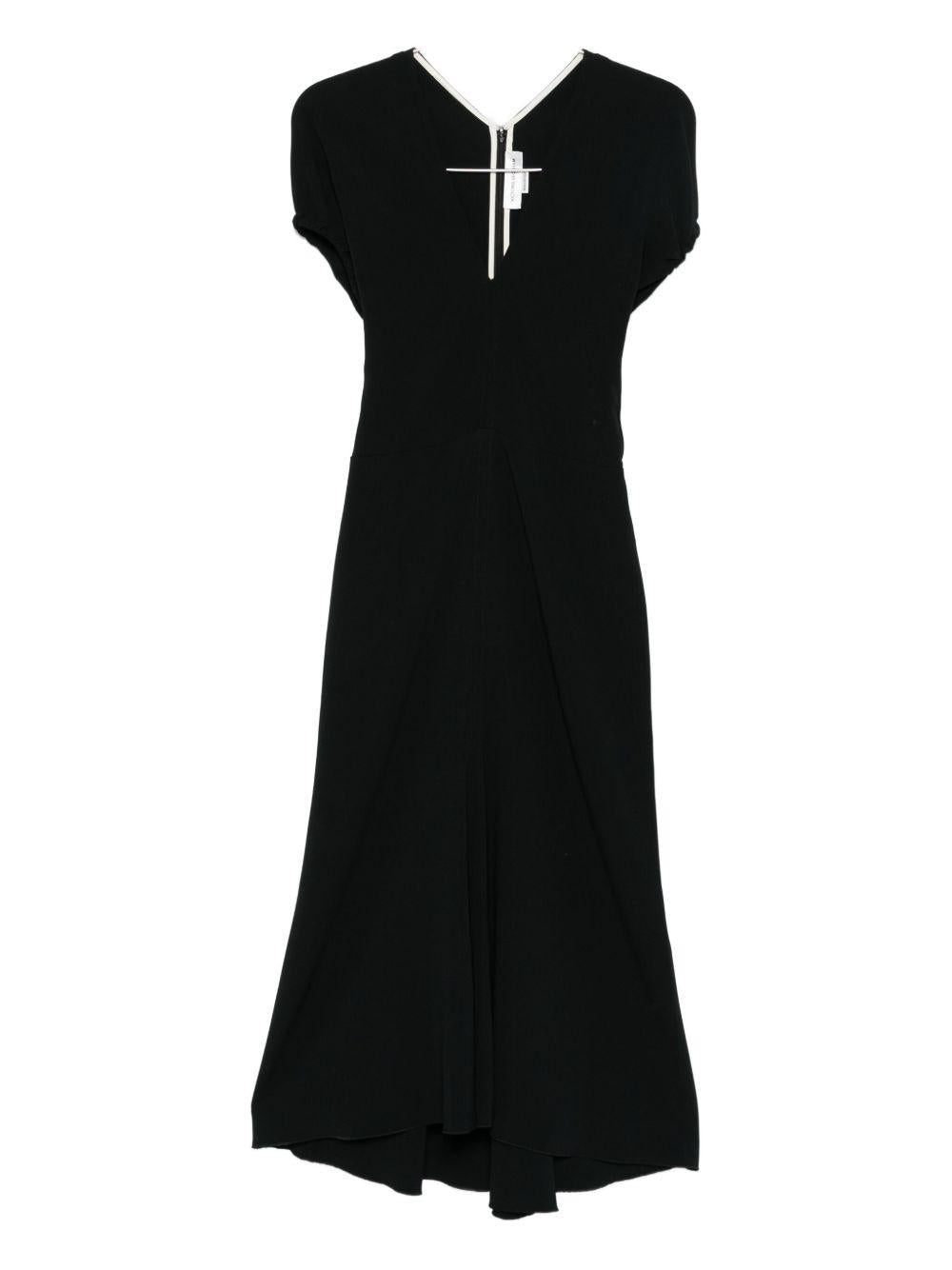 Abito midi Edith con scollo a V in nero Victoria Beckham - donna 