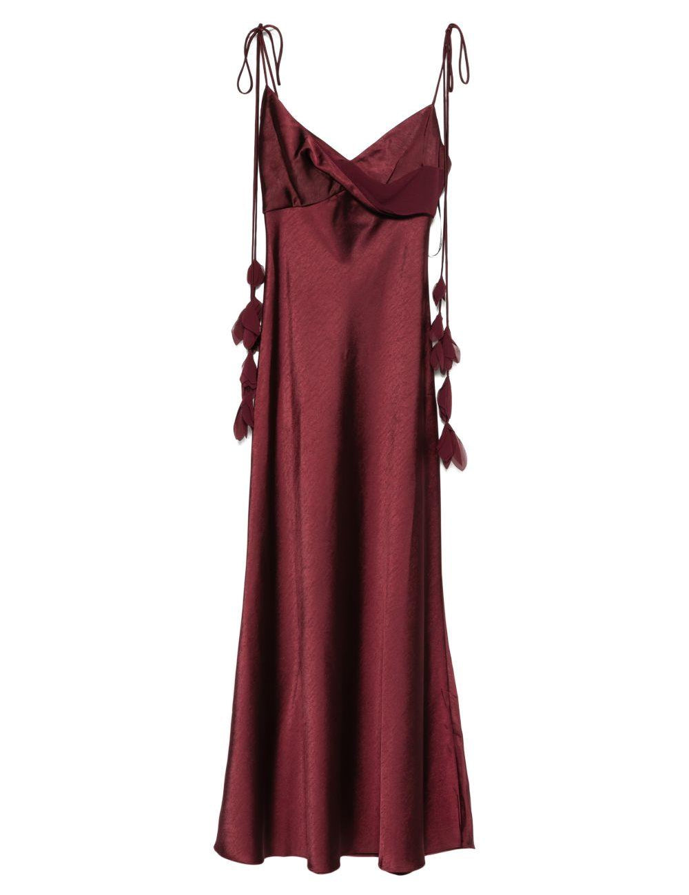 Abito midi con spalline in bordeaux Self-Portrait - donna 