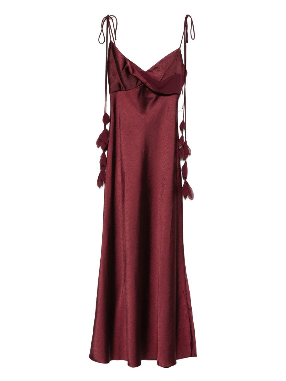 Abito midi con spalline in bordeaux Self-Portrait - donna 