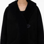 Cappotto con cappuccio isak in nero Loulou de saison - donna 