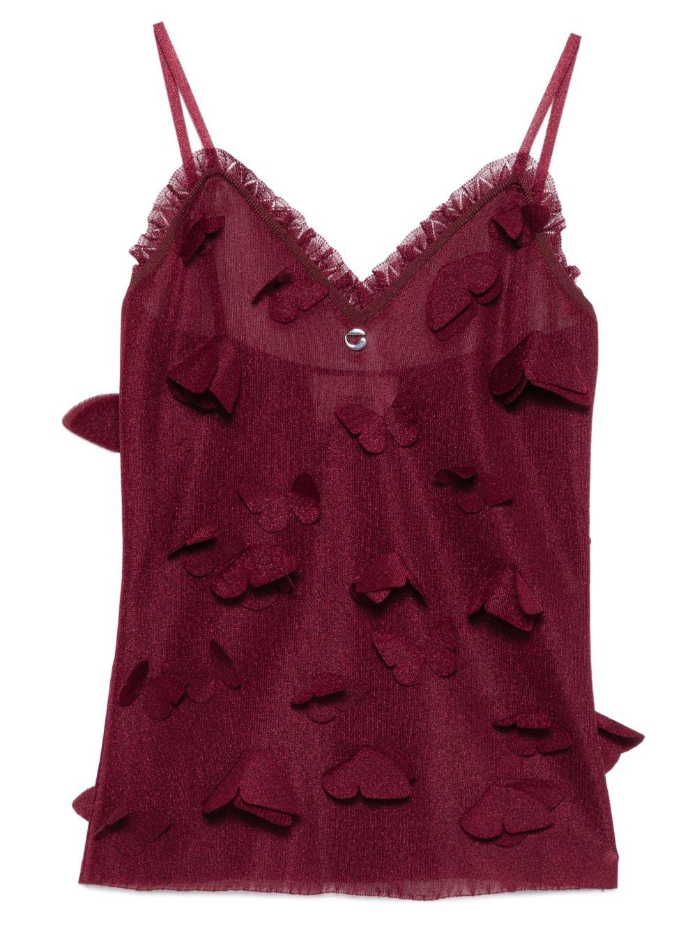 Top con ricami a farfalla in bordeaux Coperni - donna 