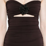 Abito senza spalline con paillettes in marrone Amen - donna 