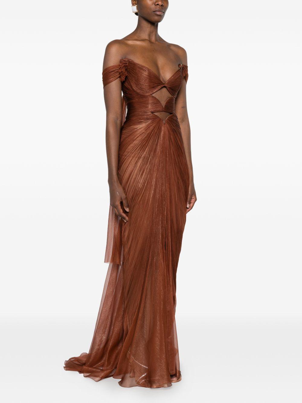Abito maxi Catarina con effetto plissé in marrone Maria lucia hohan - donna 