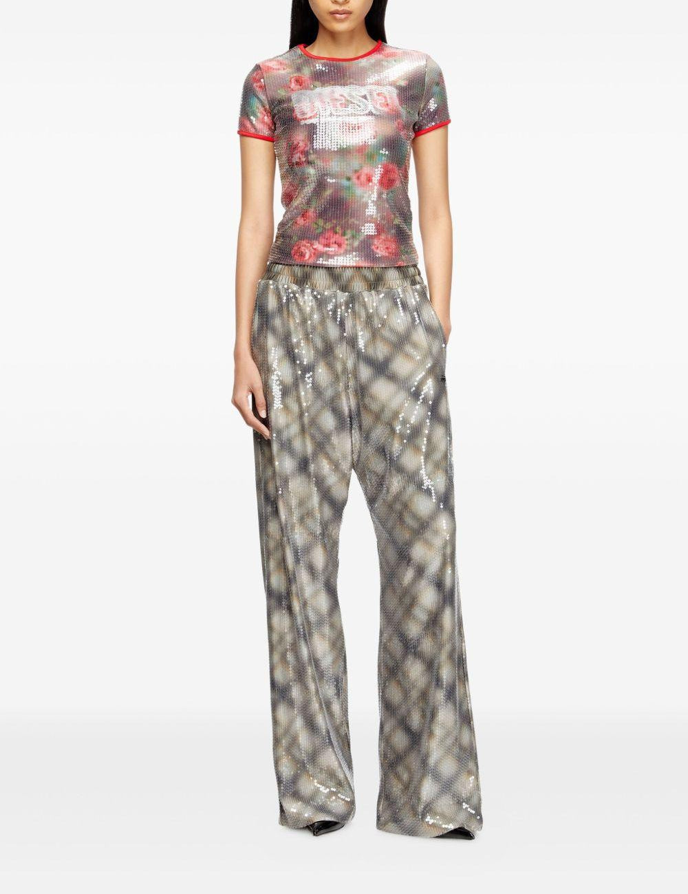 T-shirt con paillettes in multicolore Diesel - donna 