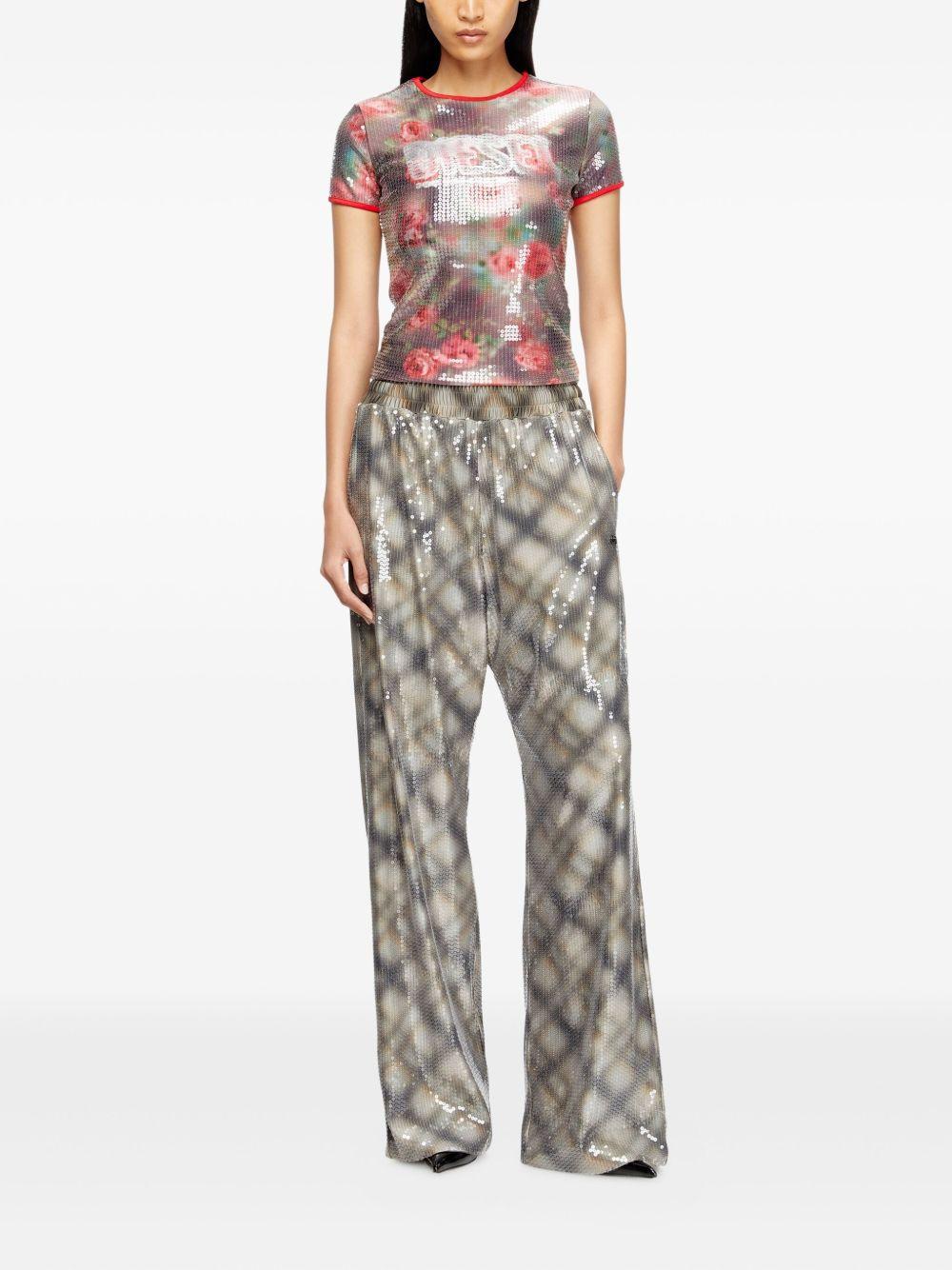 T-shirt con paillettes in multicolore Diesel - donna 