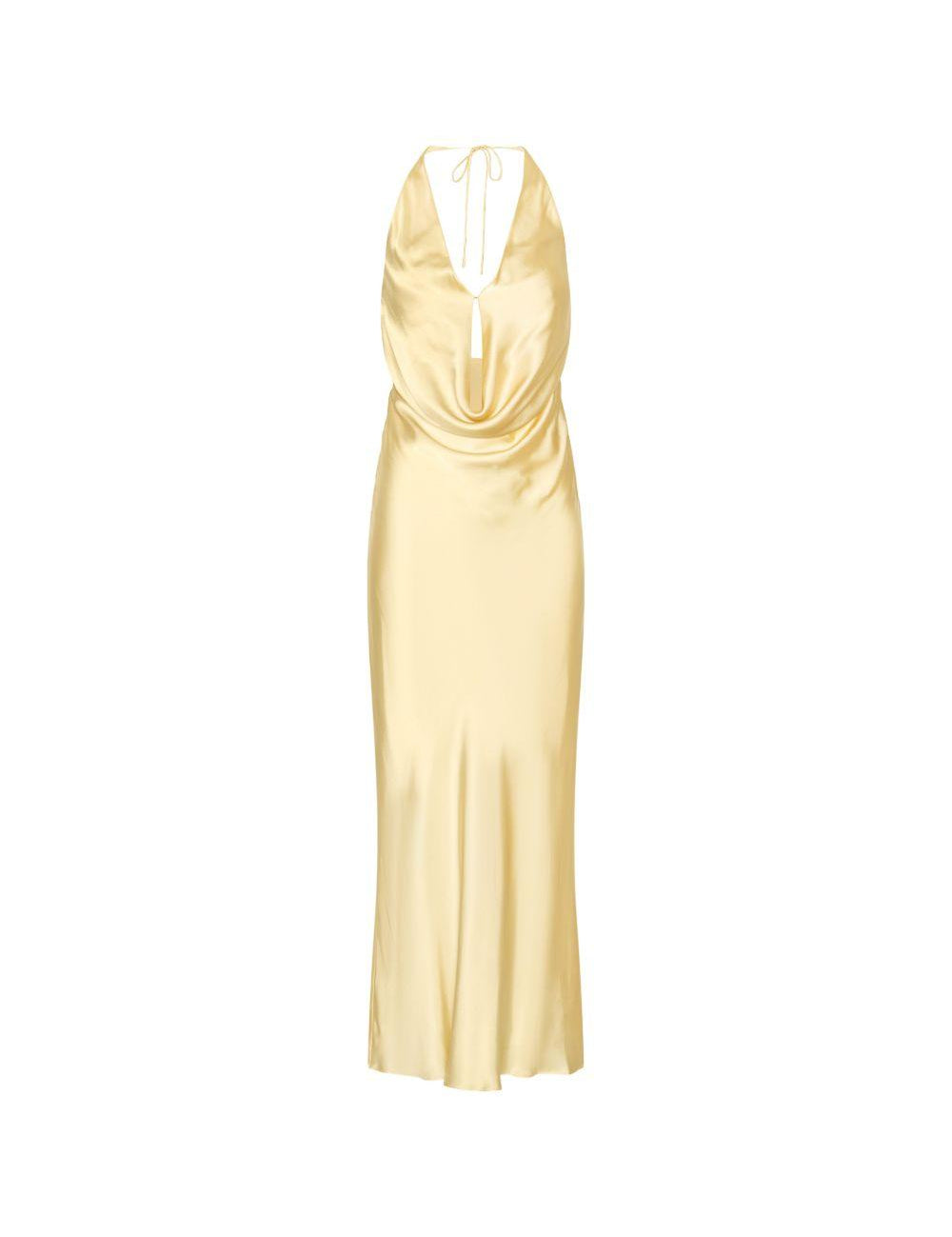 Abito lungo in chiffon giallo ROTATE - donna 