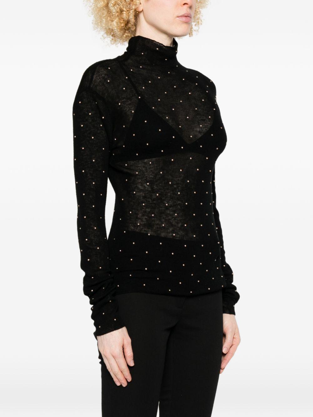 Maglione a collo alto con borchie in nero Rabanne - donna 