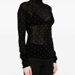 Maglione a collo alto con borchie in nero Rabanne - donna 