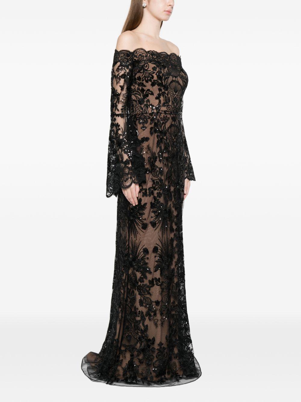 Abito maxi in pizzo in nero Elie saab - donna 