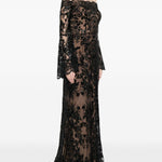 Abito maxi in pizzo in nero Elie saab - donna 