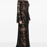 Abito maxi in pizzo in nero Elie saab - donna 