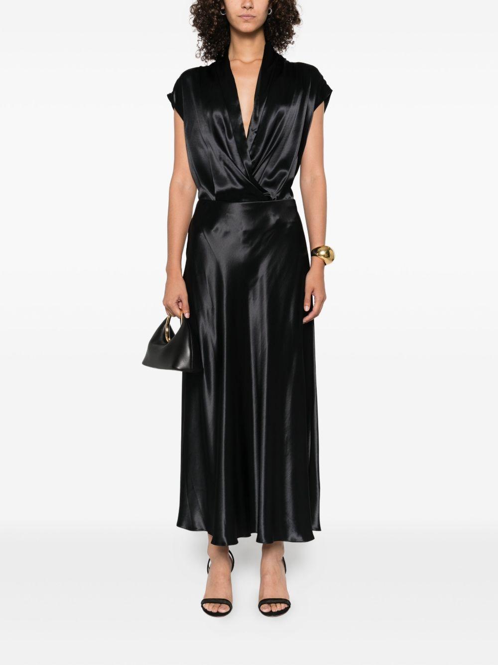 Gonna midi in raso nero Alberta Ferretti - donna 