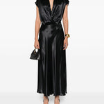 Gonna midi in raso nero Alberta Ferretti - donna 