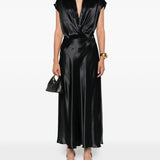 Gonna midi in raso nero Alberta Ferretti - donna 