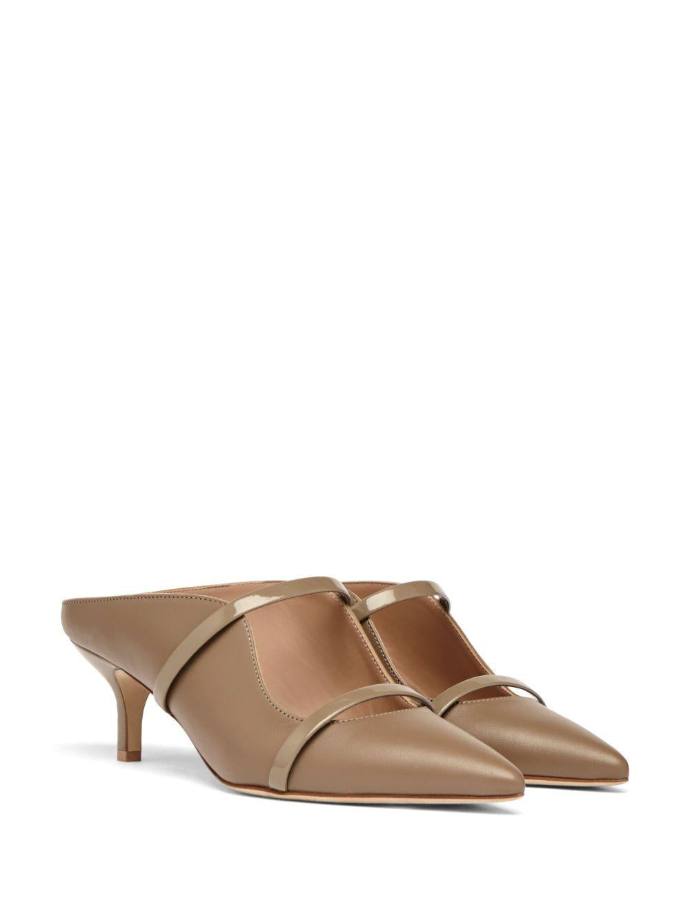 Mules Maureen 45 kitten heel in nappa taupe 