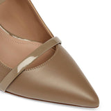 Mules Maureen 45 kitten heel in nappa taupe 