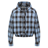 Giacca a quadri con cappuccio in blu Feng Chen Wang - uomo 