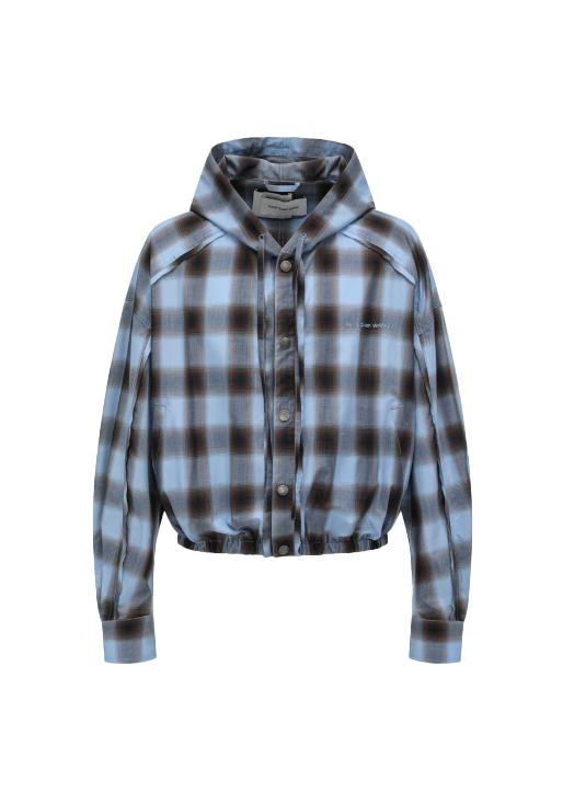 Giacca a quadri con cappuccio in blu Feng Chen Wang - uomo 