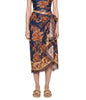 Gonna midi in seta navy/jade