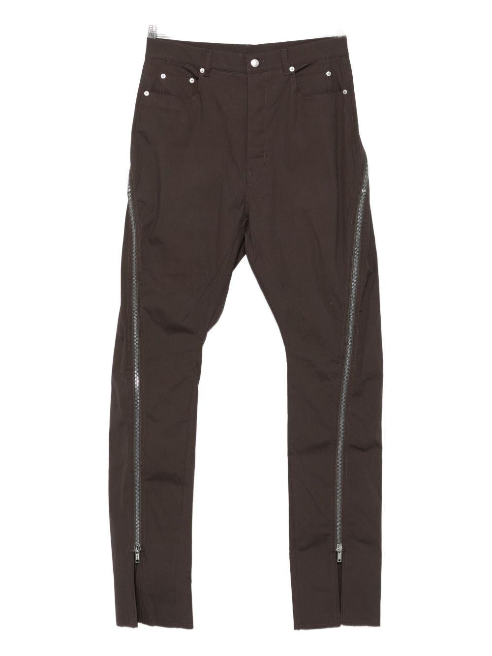 Pantaloni con zip in marrone Rick owens - uomo 