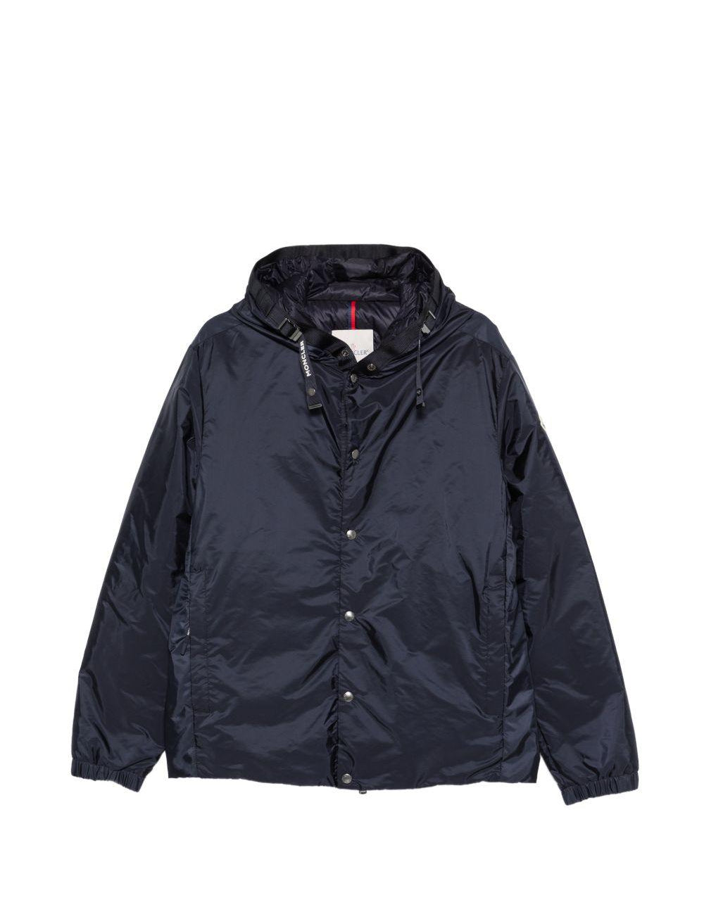 Piumino con cappuccio e logo in blu Moncler - uomo 