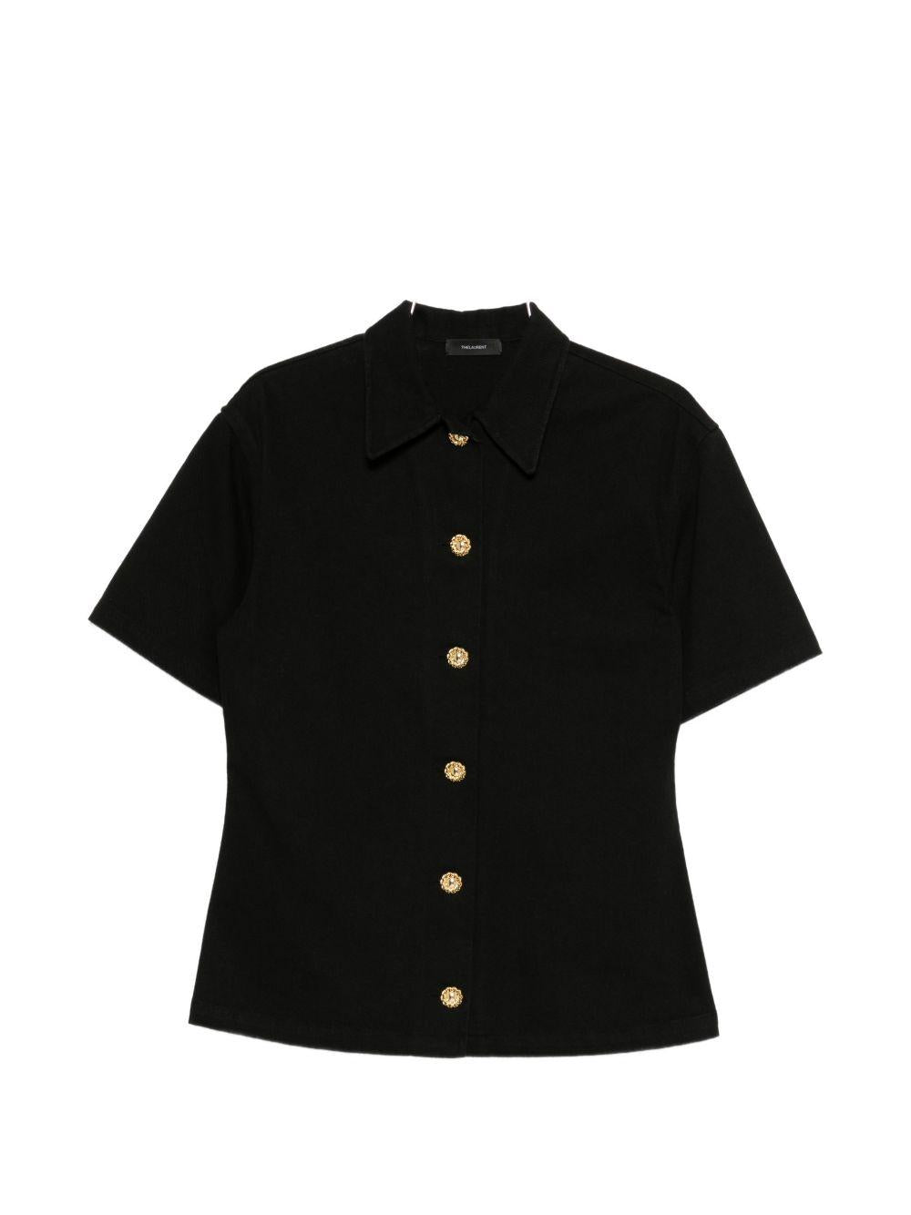 Camicia a maniche corte con bottoni in nero Thelaurent - donna 