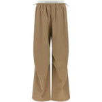 Pantaloni con cintura a doppio strato e logo in marrone Alexander wang - donna 