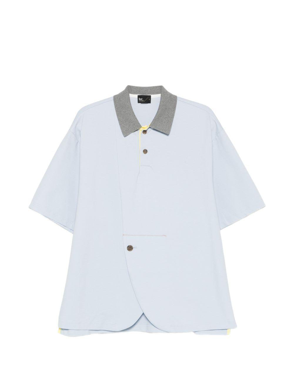Polo con bottoni in azzurro e grigio Kolor - uomo 