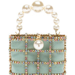 Borsa a mano con cristalli e perle holli in verde Rosantica - donna 