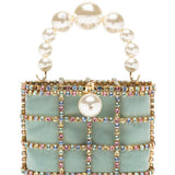 Borsa a mano con cristalli e perle holli in verde Rosantica - donna 