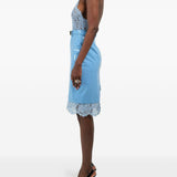 Gonna midi con dettaglio in pizzo in celeste Rowen rose - donna 