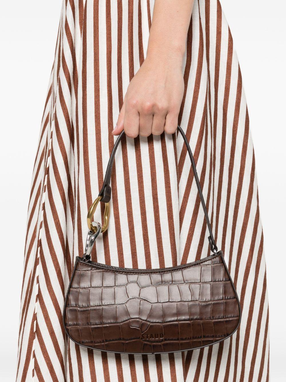 Borsa a spalla Ollie in stampa cocco marrone Staud - donna 