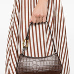 Borsa a spalla Ollie in stampa cocco marrone Staud - donna 