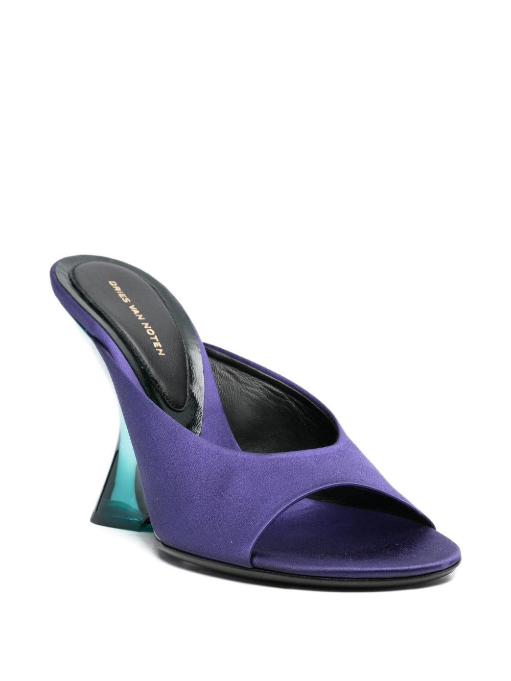 Mules con tacco scolpito in viola Dries van noten - donna 