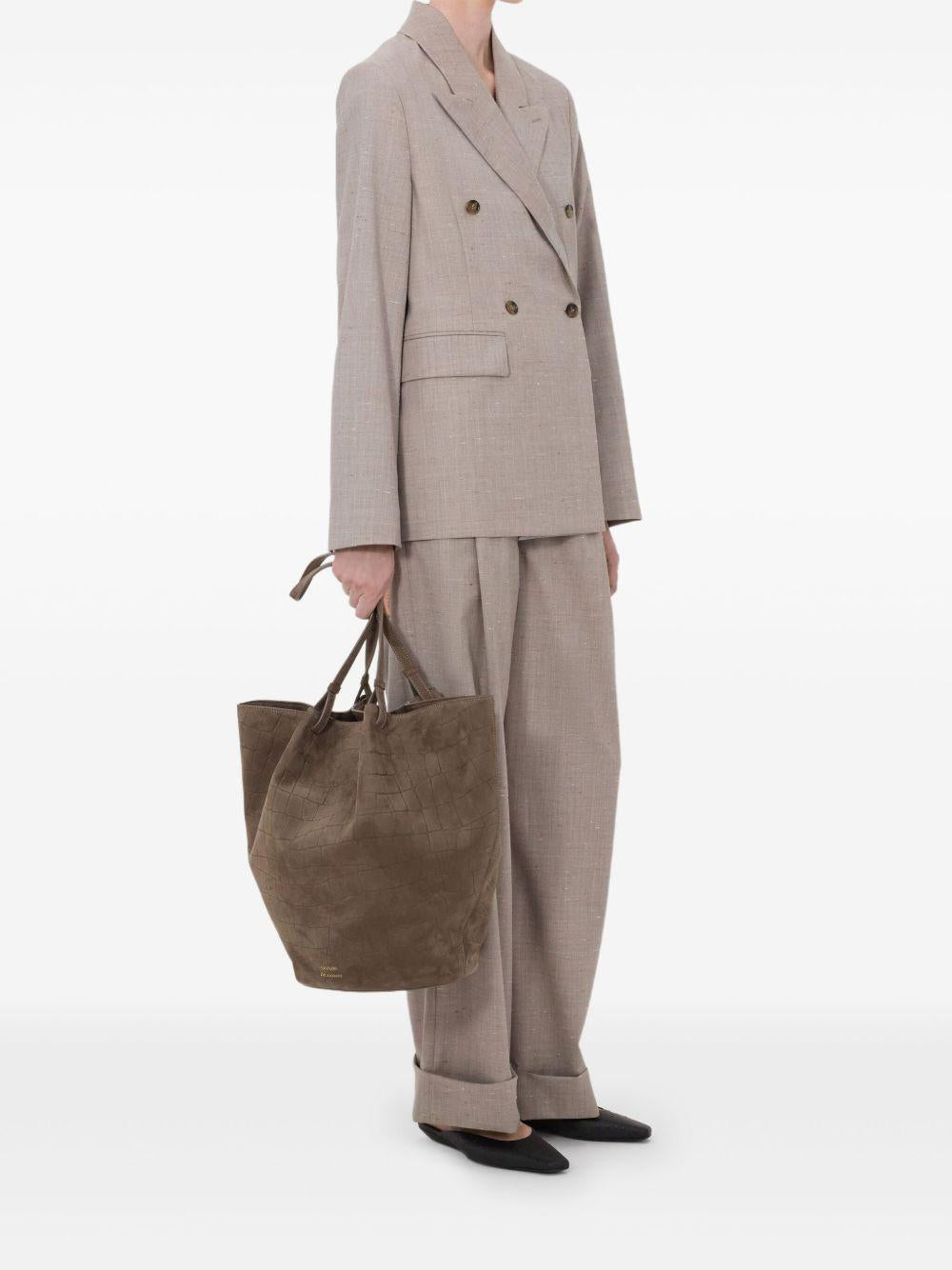 Blazer doppiopetto Norma con revers a lancia in taupe Loulou de saison - donna 