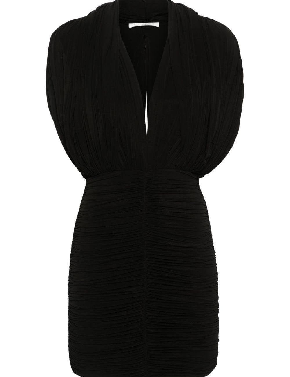 Abito mini drappeggiato in nero - donna 