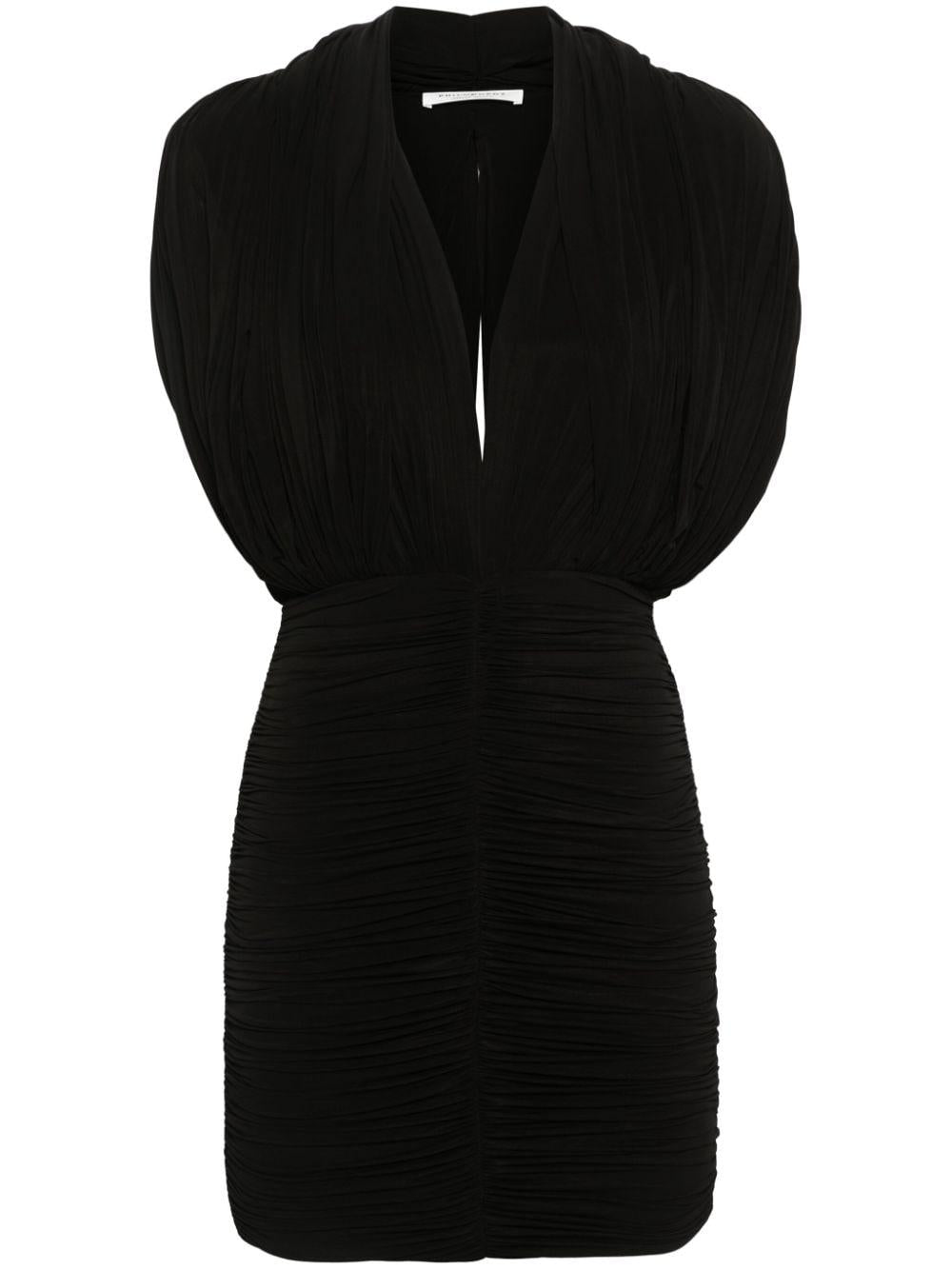 Abito mini drappeggiato in nero - donna 